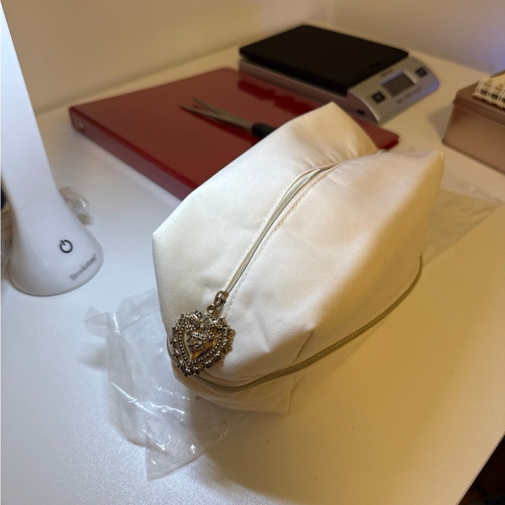 Dolce & Gabbana Cream Cosmetic Bag with Gold Accents